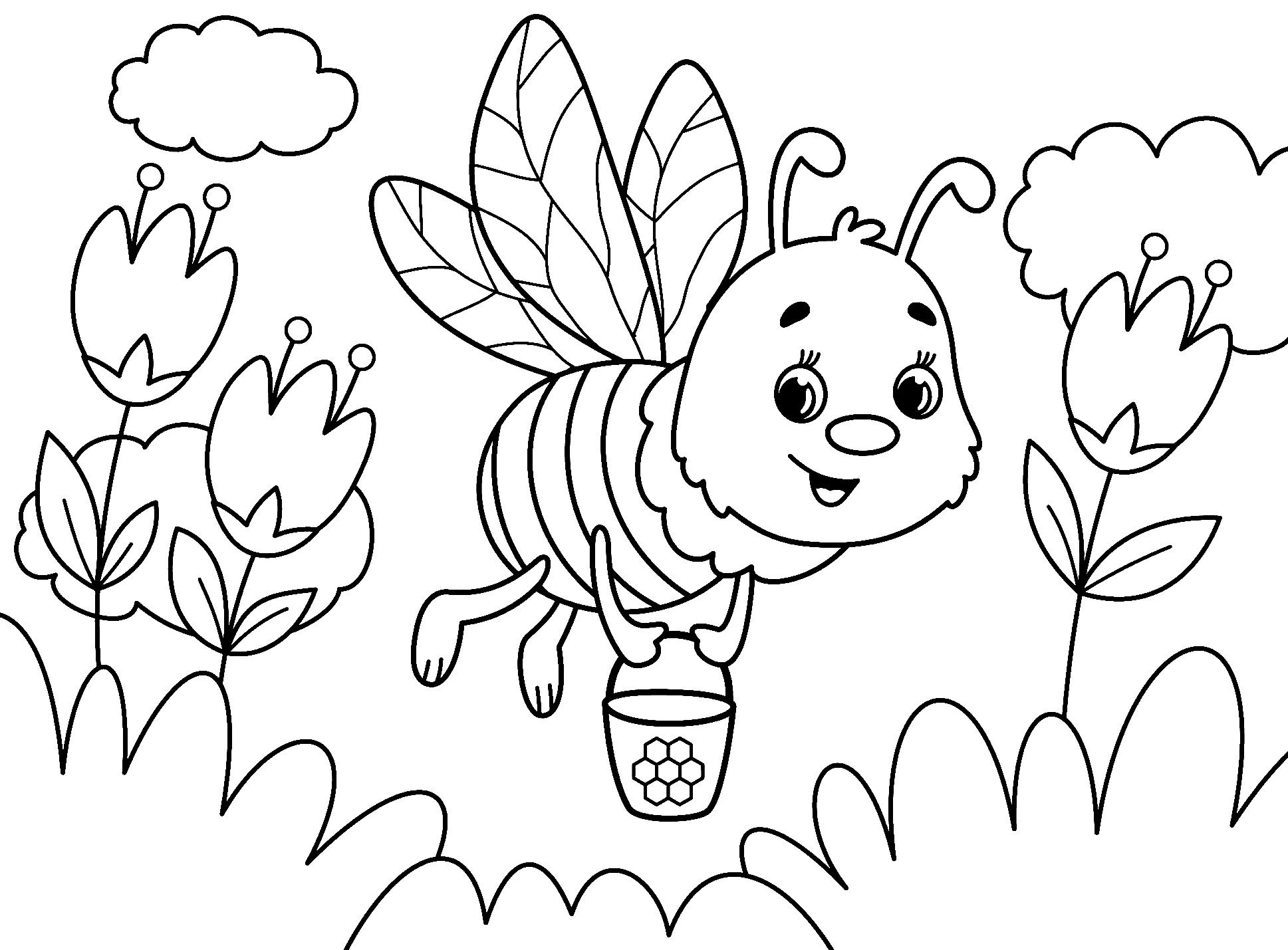 Bee coloring pages for adults