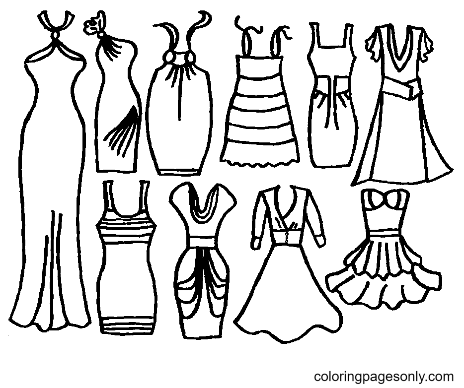 Dress free coloring page
