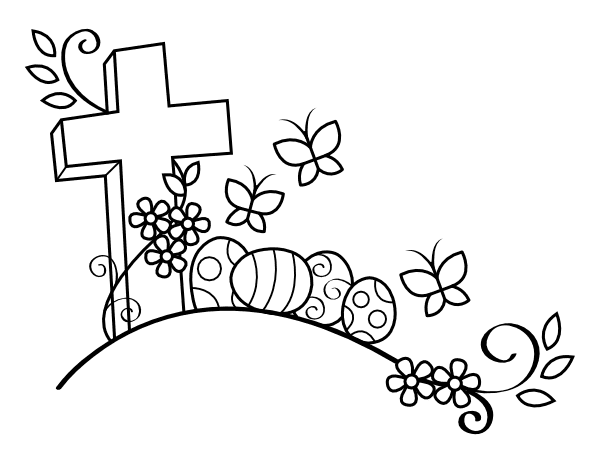 Easter cross coloring page