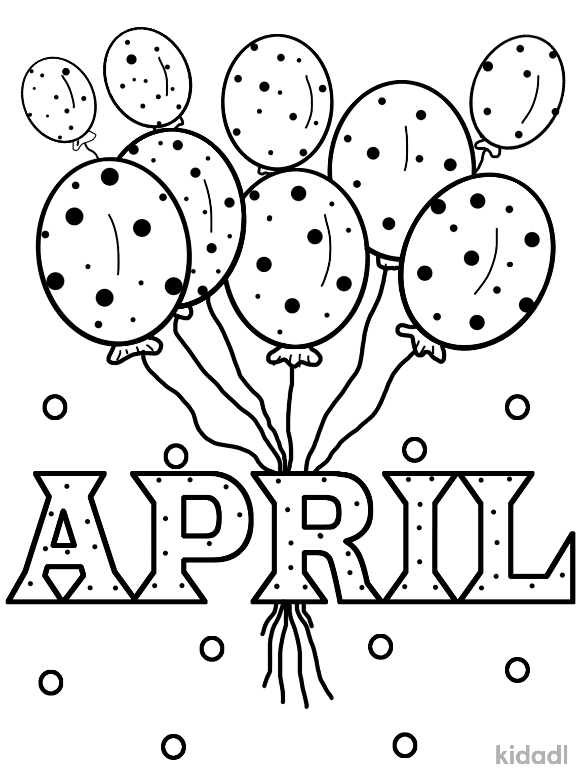 Free printable april month coloring page