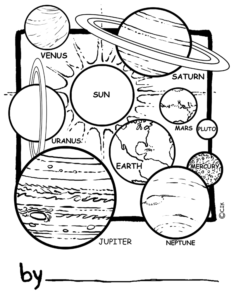 Planets solar system printable coloring page