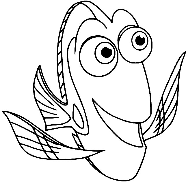 Dory smiling coloring page
