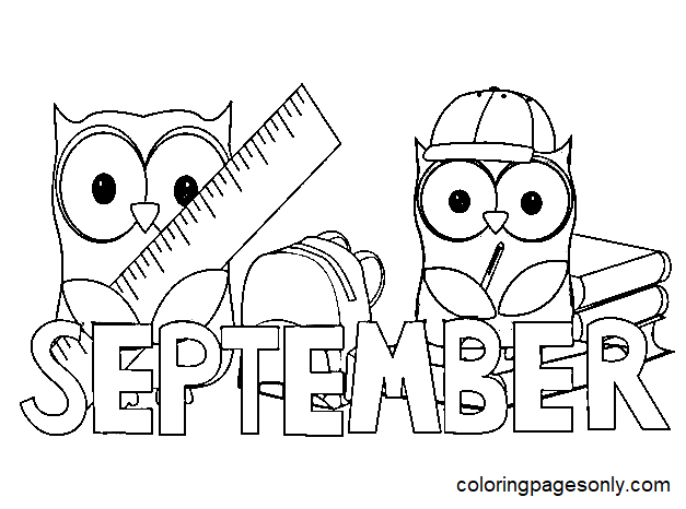 September printable coloring page