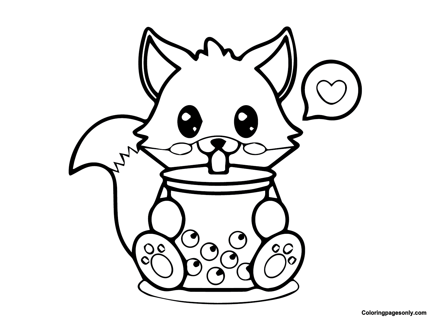 Boba milk tea coloring page