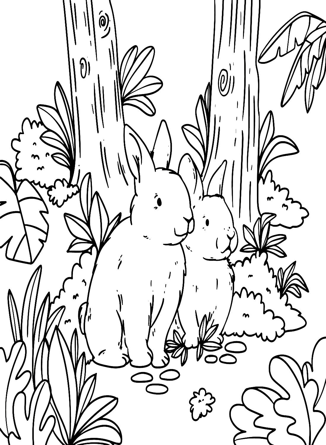 Rabbits coloring page
