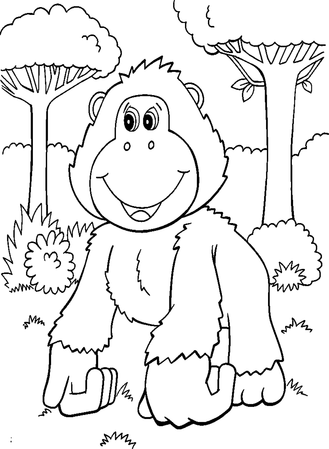 Cute gorilla coloring page