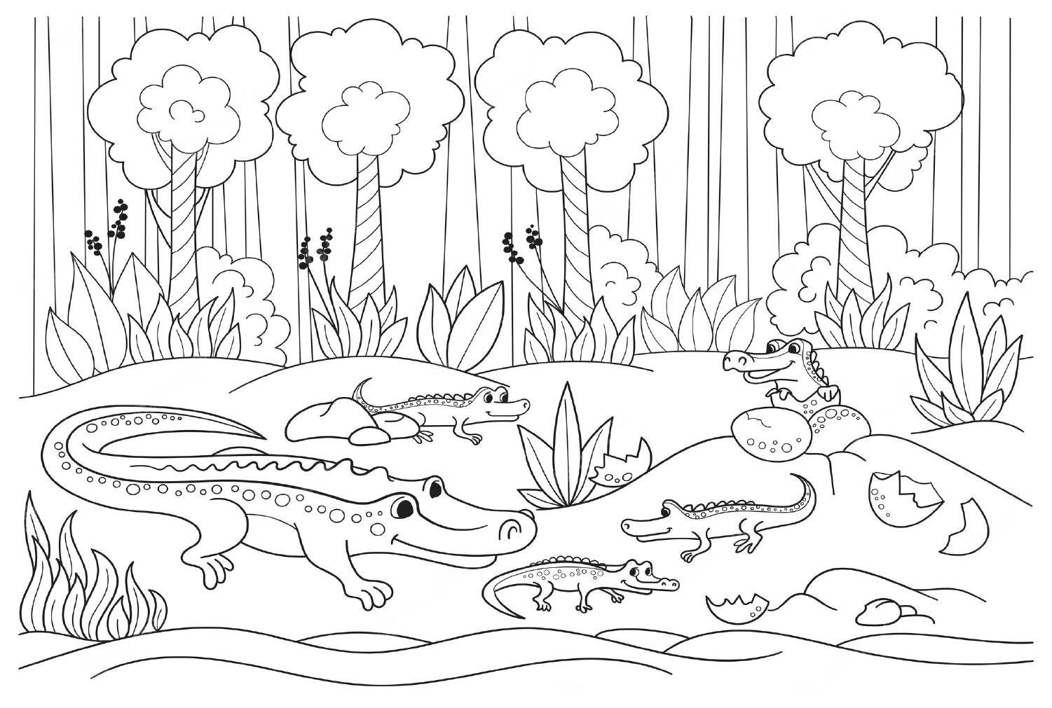 Printable crocodile coloring page