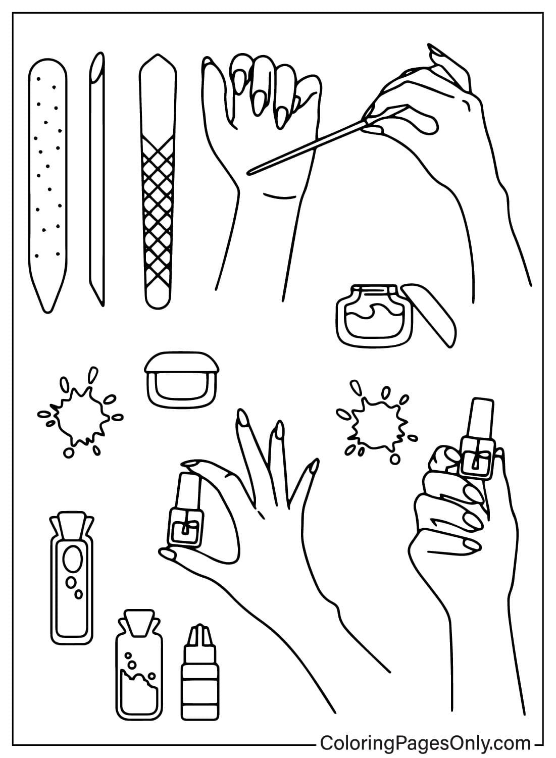 30+ nails coloring pages