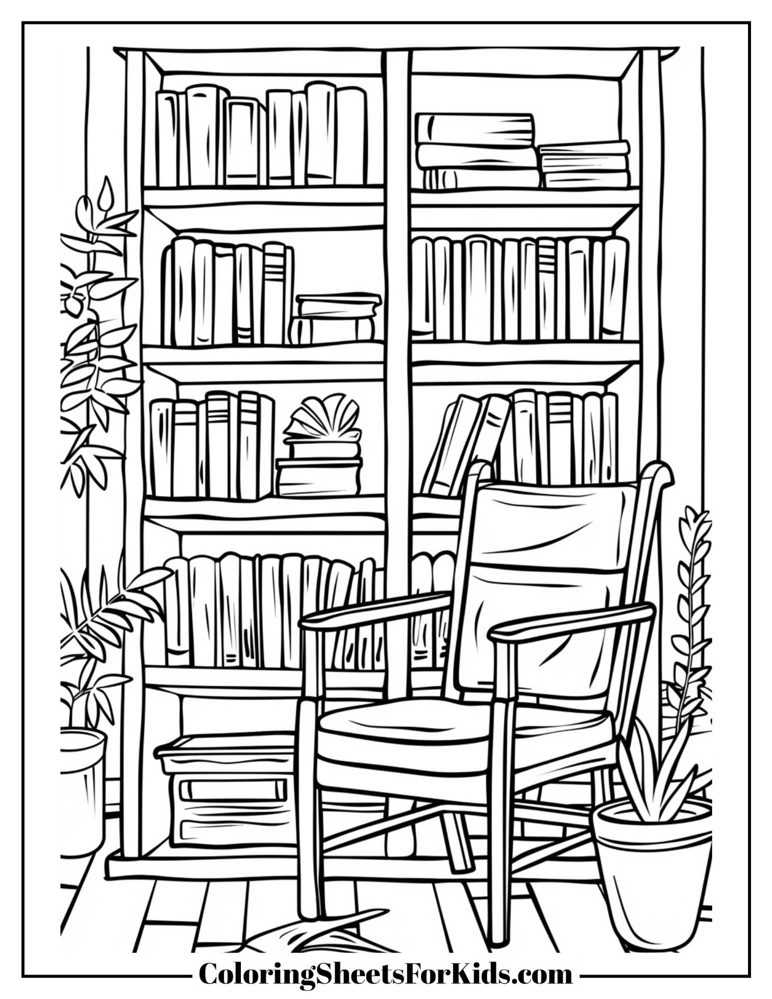 Library coloring pages (free pdf printables)