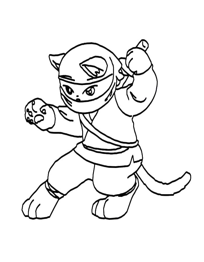 Cat ninja coloring page