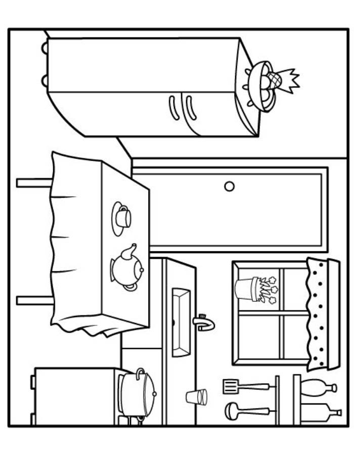Kitchen coloring pages (free printable pdf)