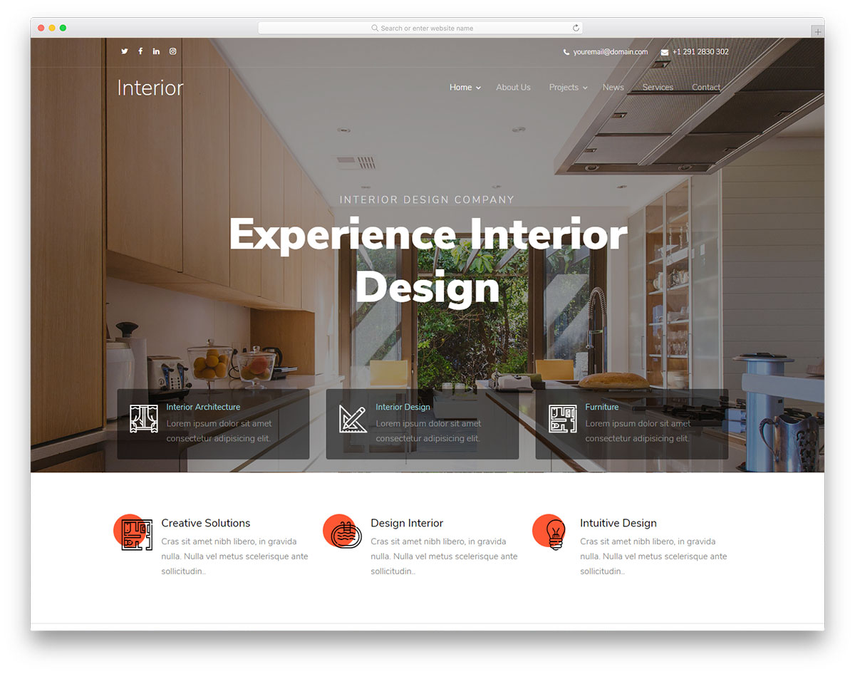 Free interior design website templates