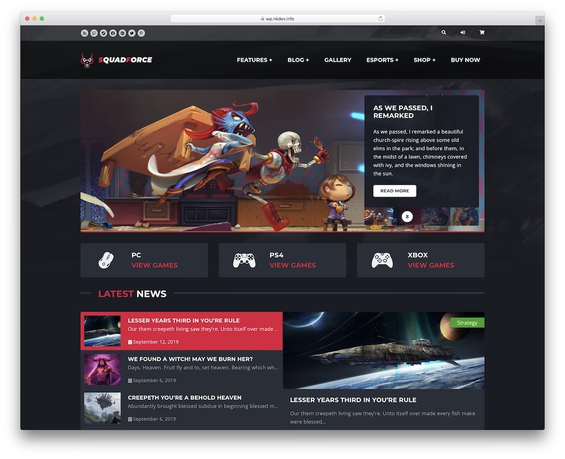 17 Best Gaming Website Templates HTML WordPress 2026 Colorlib Squadforce Gaming Website Template 