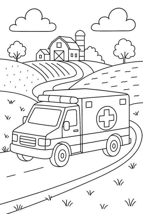 Ambulance Coloring Pages 024