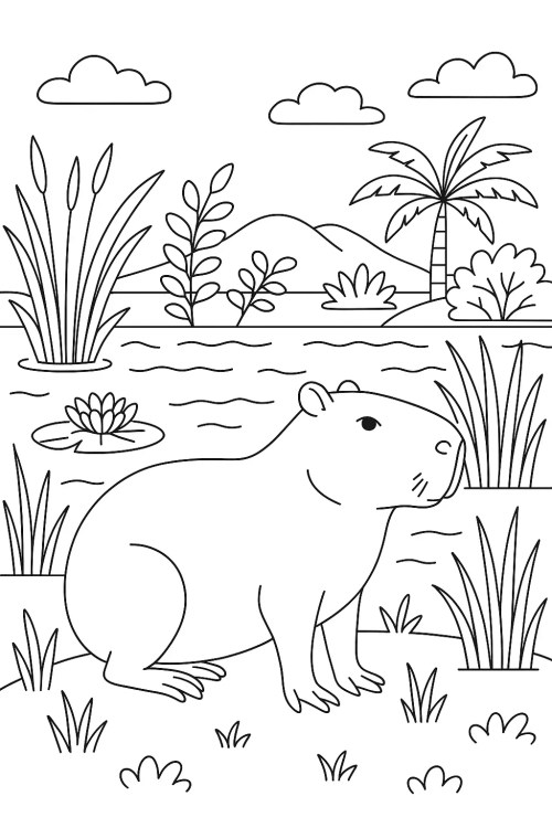 Capybara Coloring Pages – 062