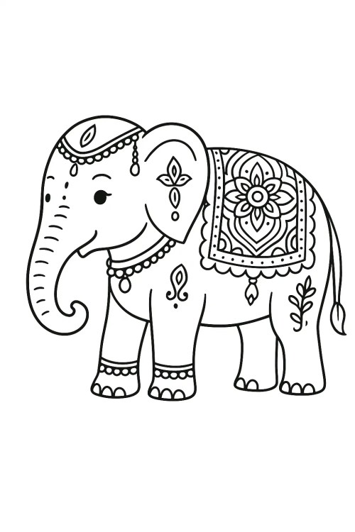 Elephants Coloring Pages 040