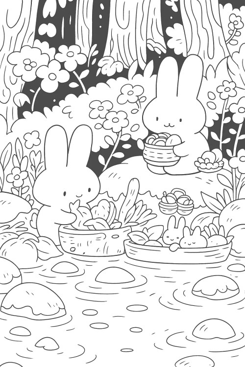 Rabbits Coloring Pages 027