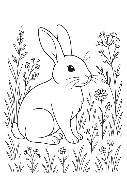 Rabbits Coloring Pages 048