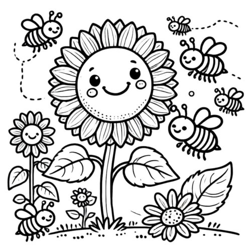 Sunflower Coloring Pages 012