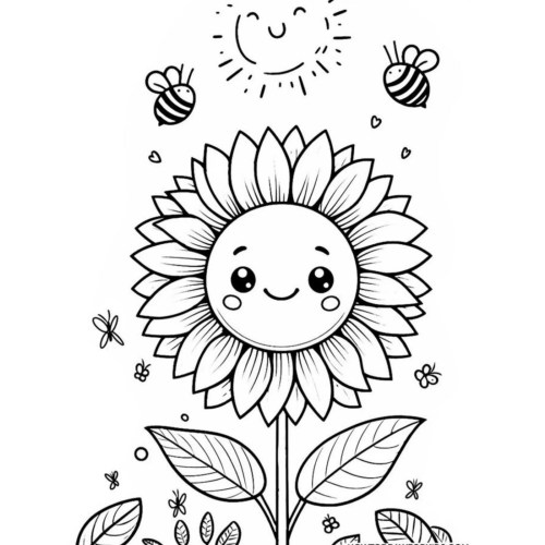 Sunflower Coloring Pages 015