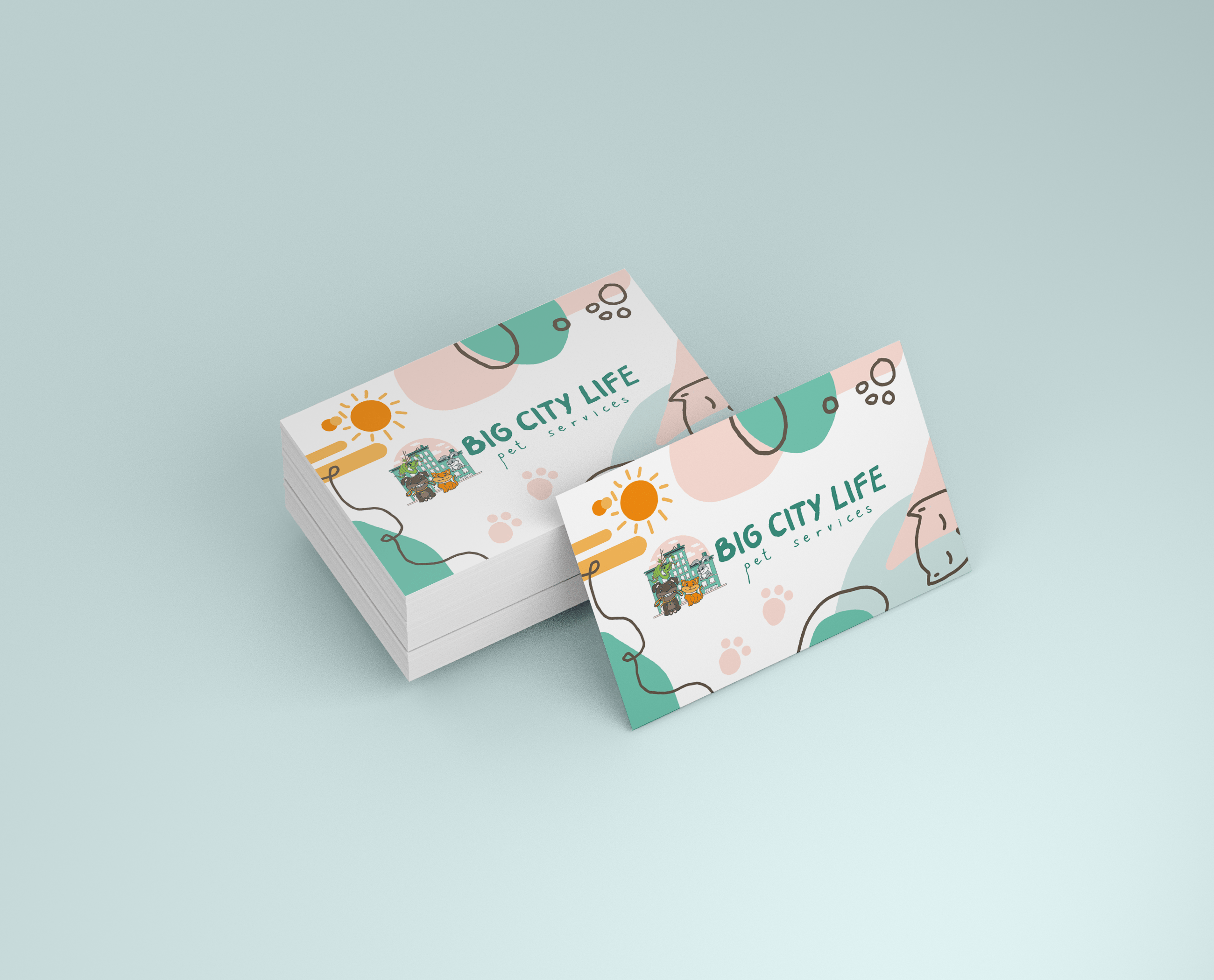 business cards featuring embossed logo and modern layout