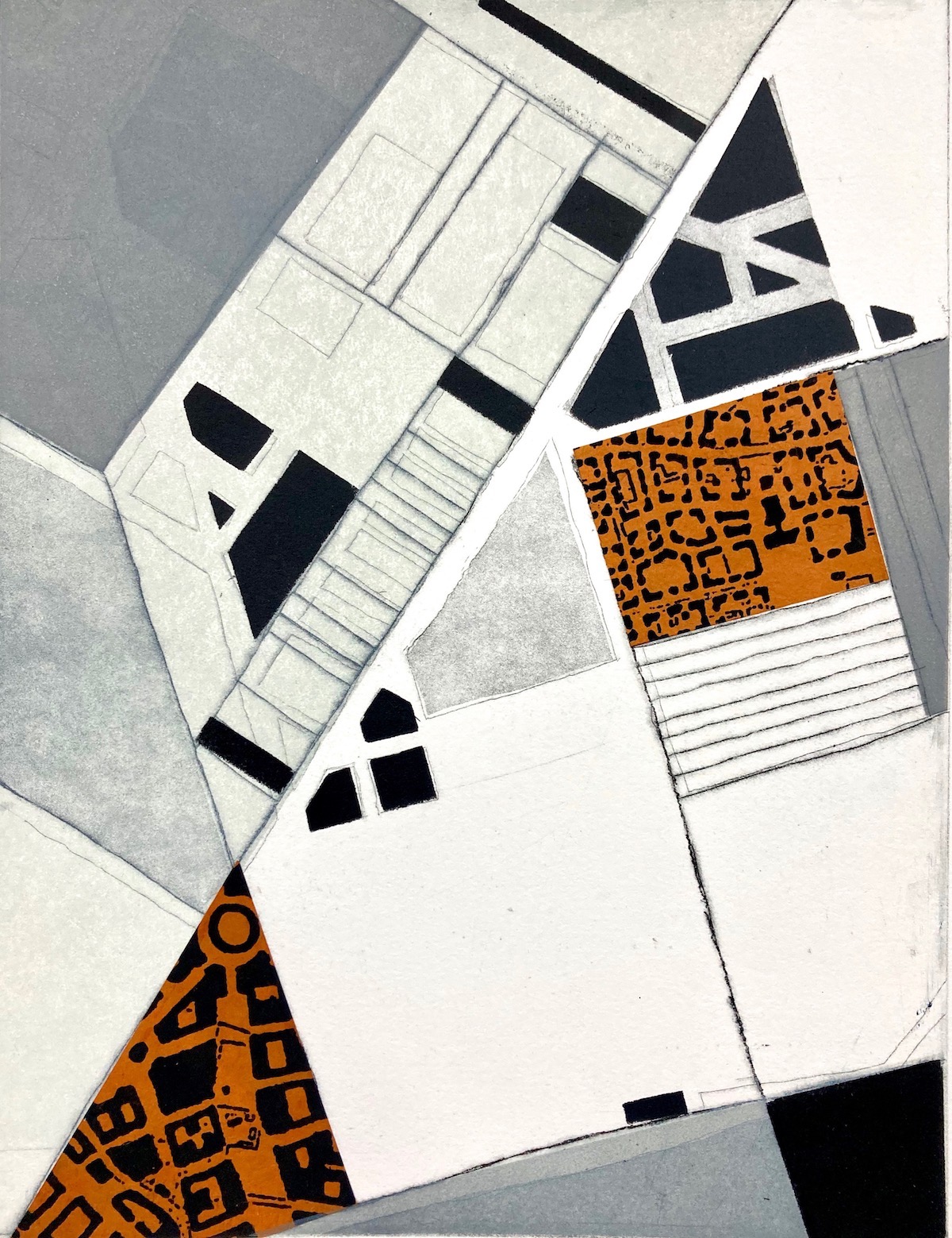 Abbie Birmingham | Denny Triangle Seattle 6 | etching with monoprint elements | 17" x 21" | 2020