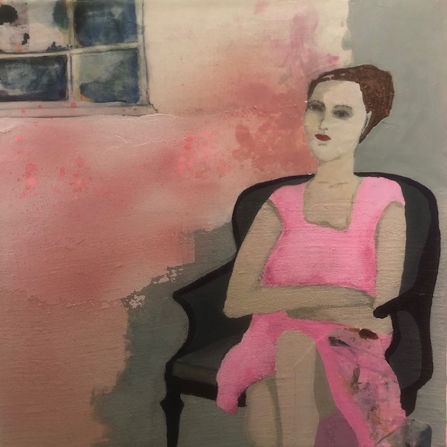 42. Kate Harkins | What I was Thinking | Mixed media on canvas | 12 x 12 | Min bid $100