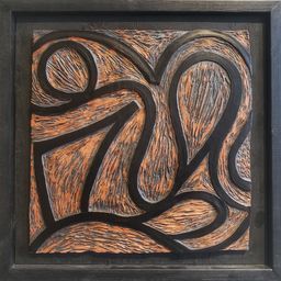 36. Shari Kaufman | Family | Ceramic carved tile | 16x16 | Min bid $125