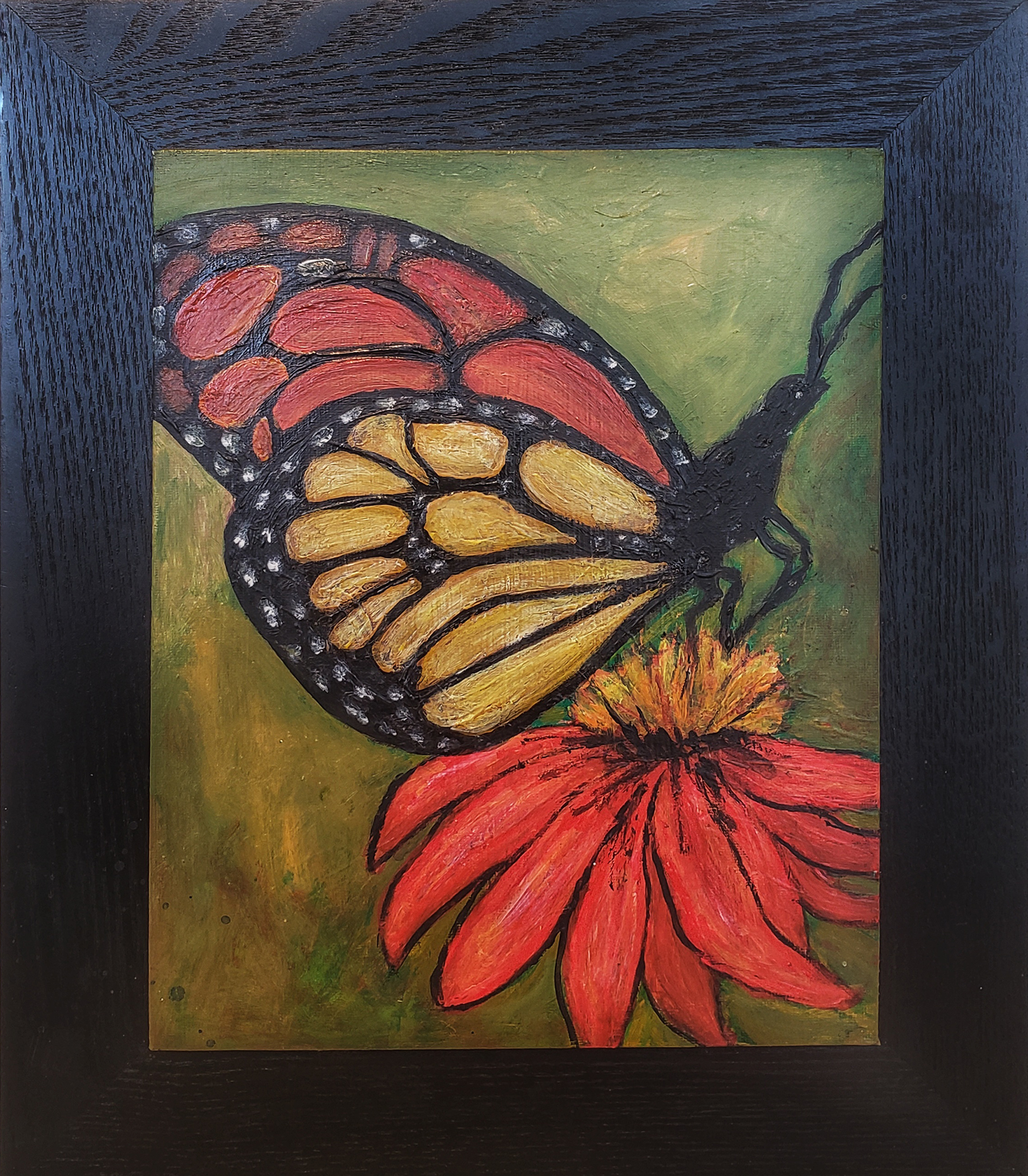 65. Annie Moorehouse | Butterfly | Acrylic on wood | 13x11 | Min bid $100