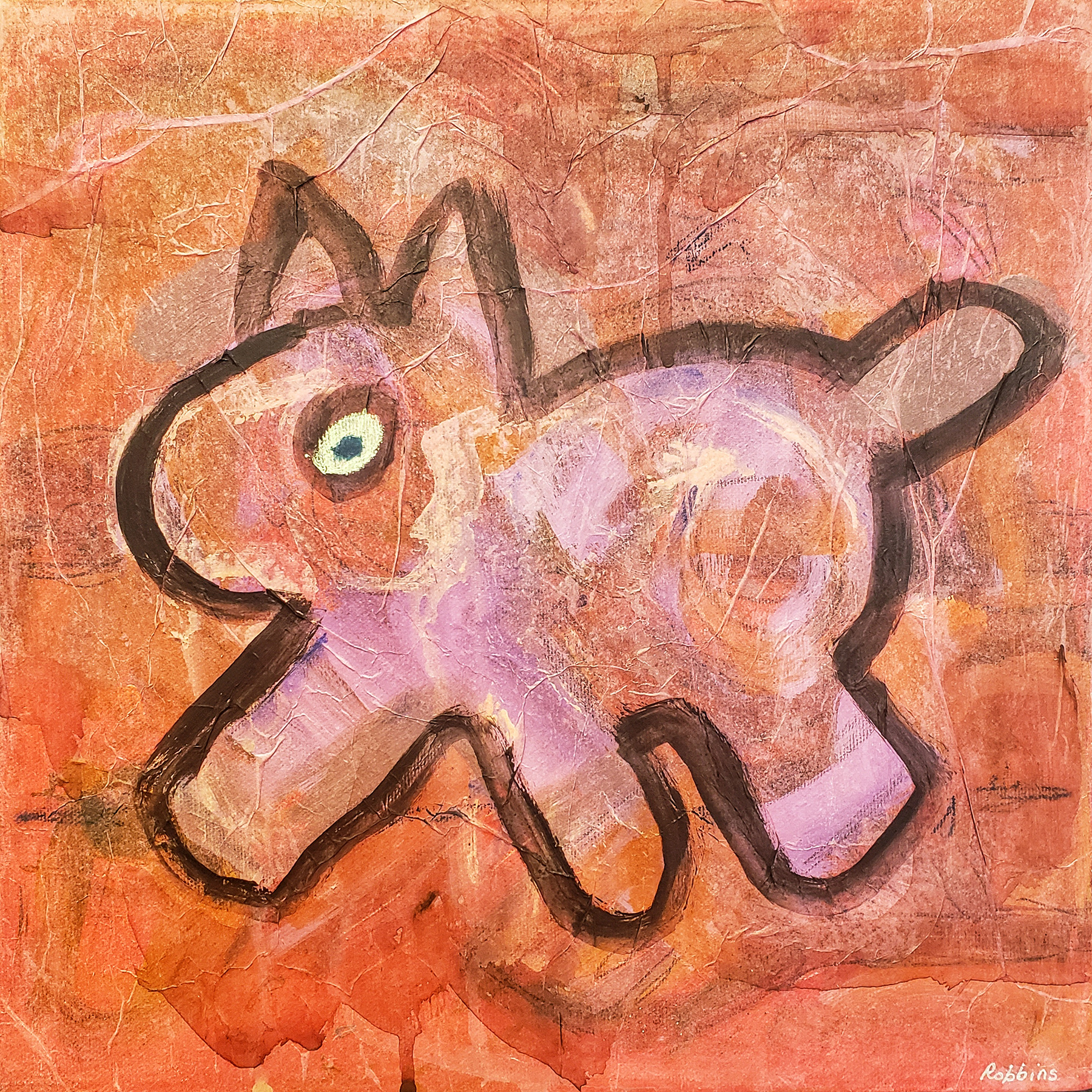 61. Joan Robbins | Dog | Mixed media | 12x12 | Min bid $20