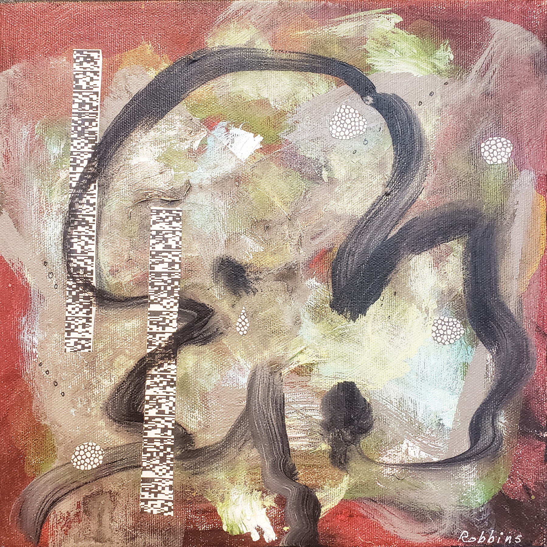 56. Joan Robbins | Green Shape | Mixed Media | 10x10 | Min bid $50