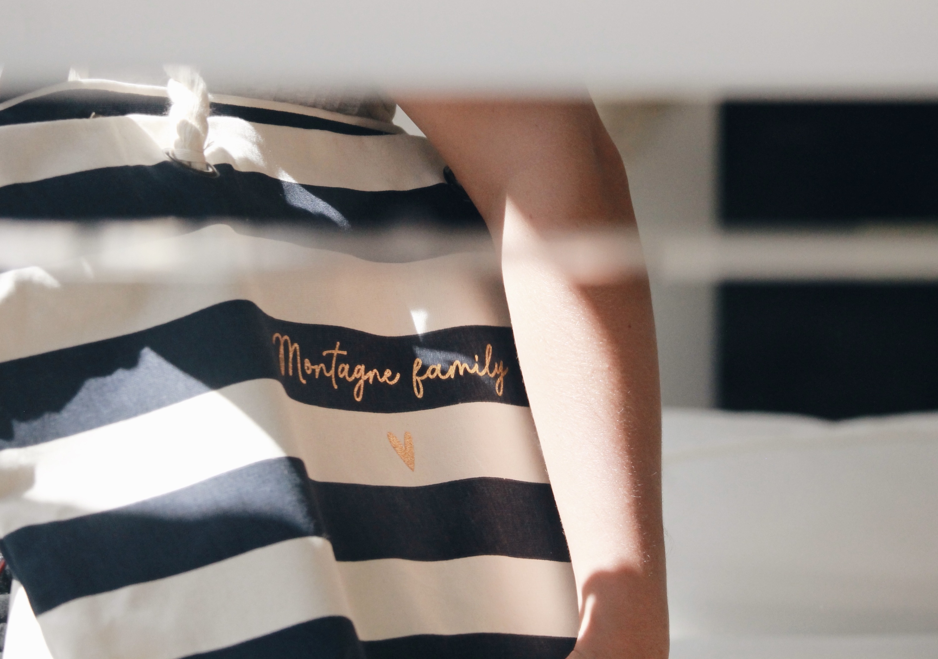 Sac de plage personnalisé famille texte doré
