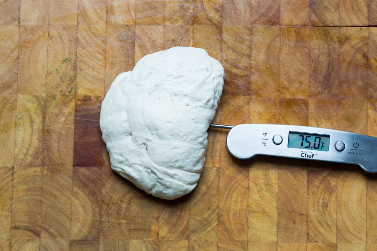 Pizza dough with thermometer