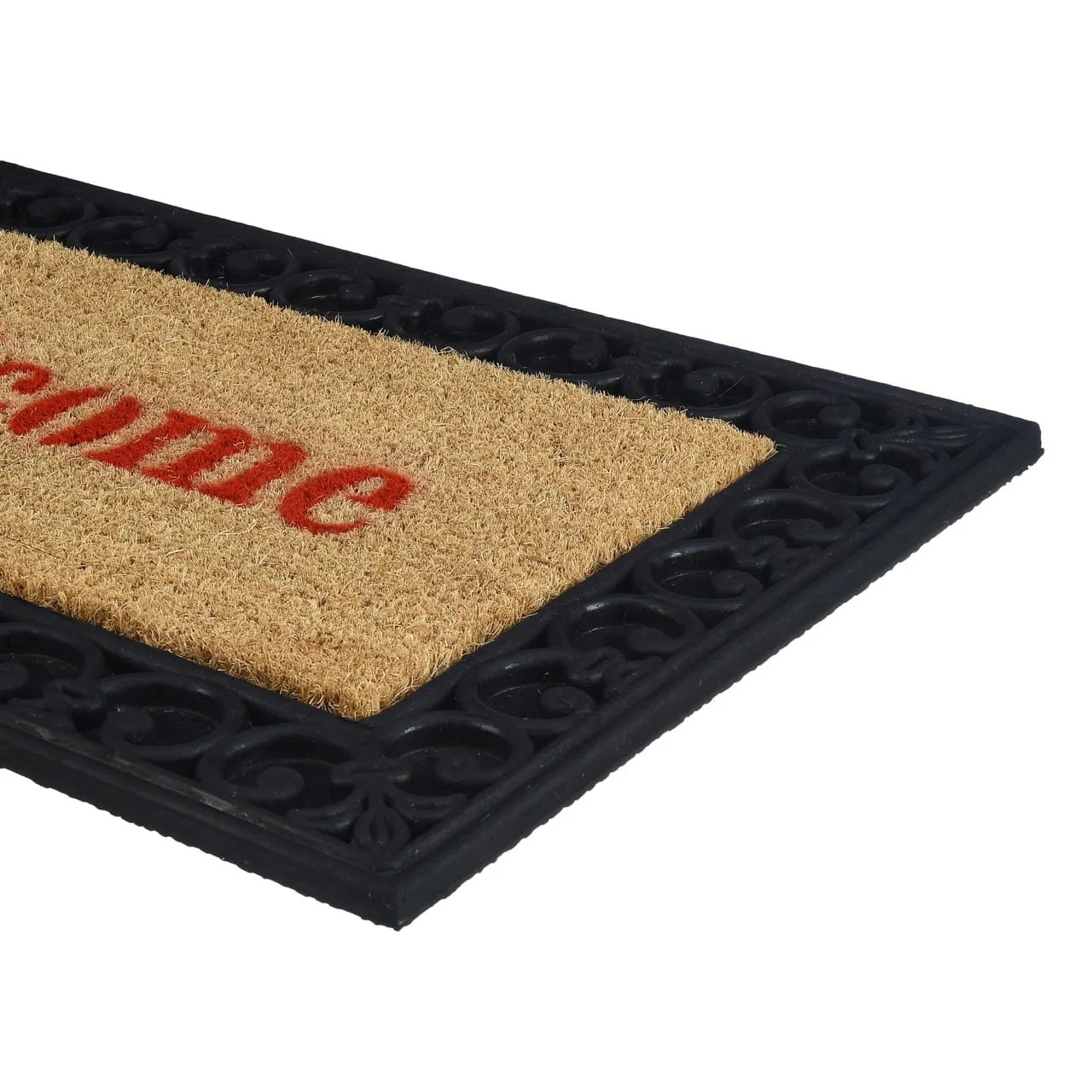 welcome coir and rubber mat