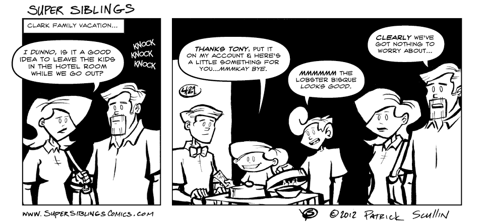 Room Service Super Siblings Comic Strip by Patrick Scullin