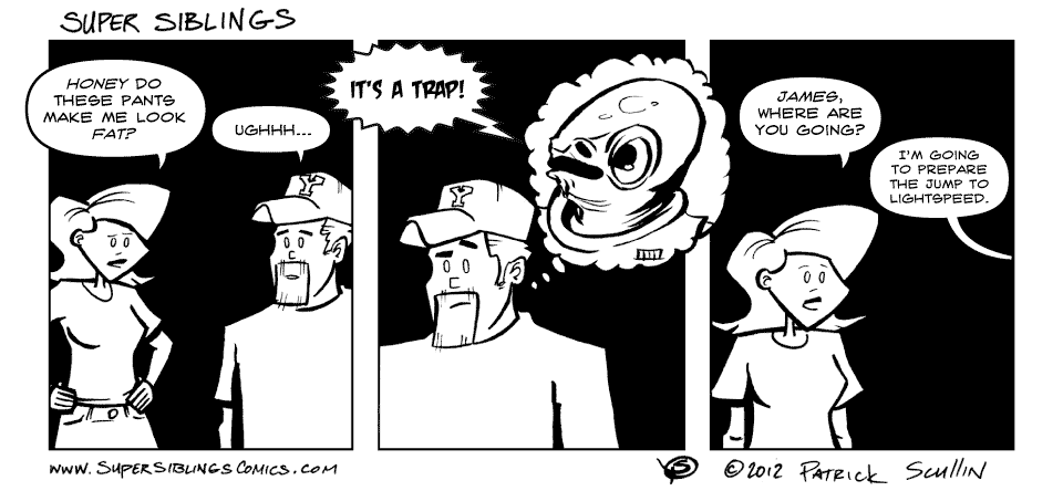 It's A Trap Super Siblings Comic Strip by Patrick Scullin
