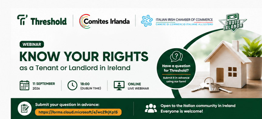 Webinar COMITES Irlanda e Threshold sui diritti di inquilini e proprietari in Irlanda