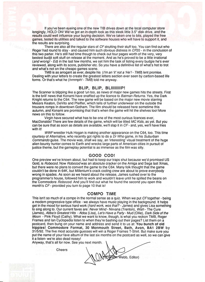 SUBS LETTER, CF21. Page 2.