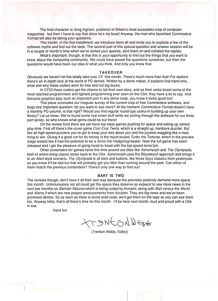 SUBS LETTER, CF23. Page 2.