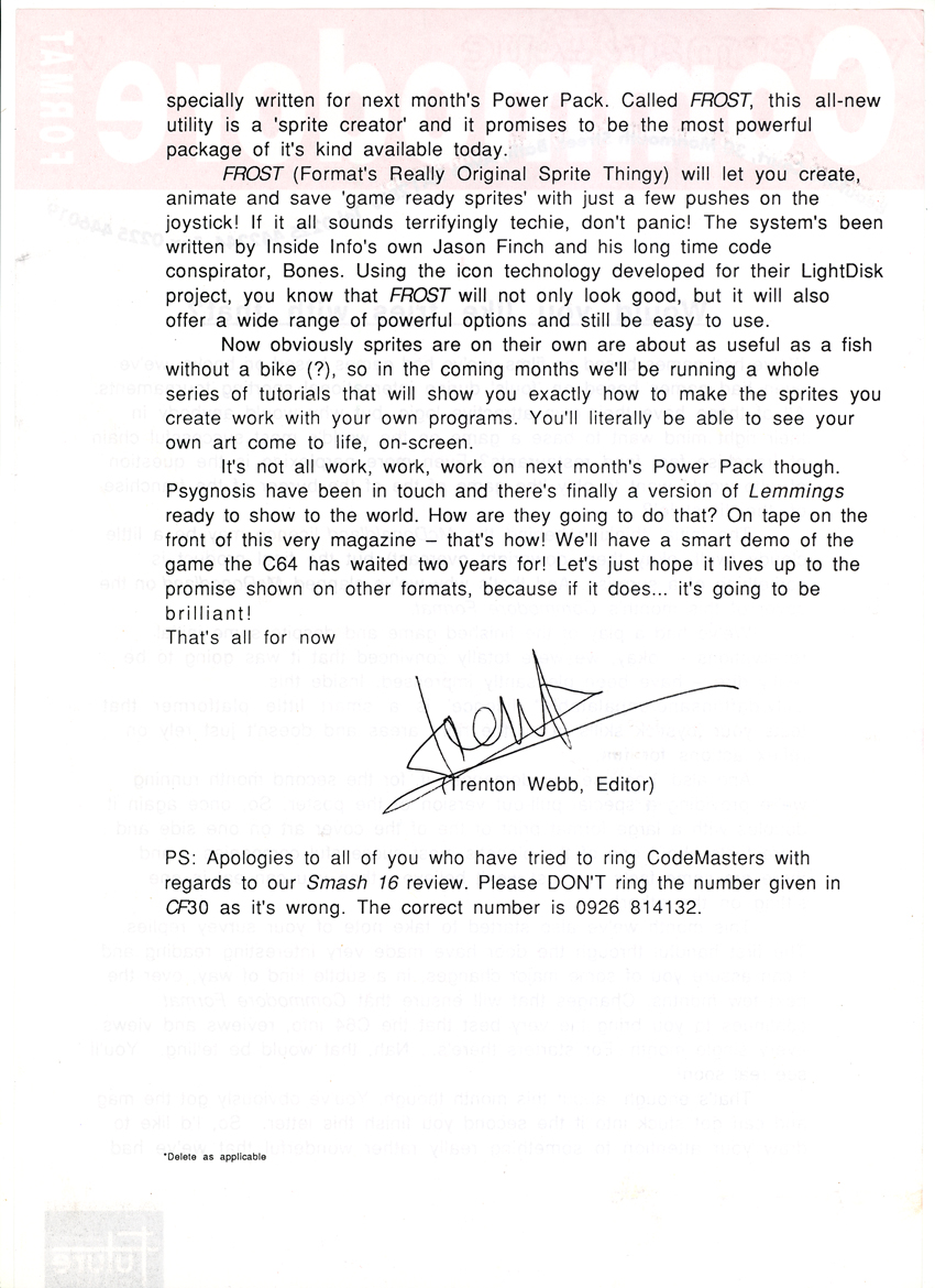 SUBS LETTER, CF31. Page 2.