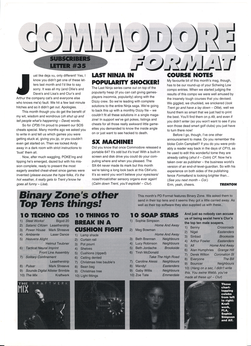 SUBS LETTER, CF35. August 1993. No subs letter came along with CF34, probably because that edition was 84 pages - the biggest CF had been in years!