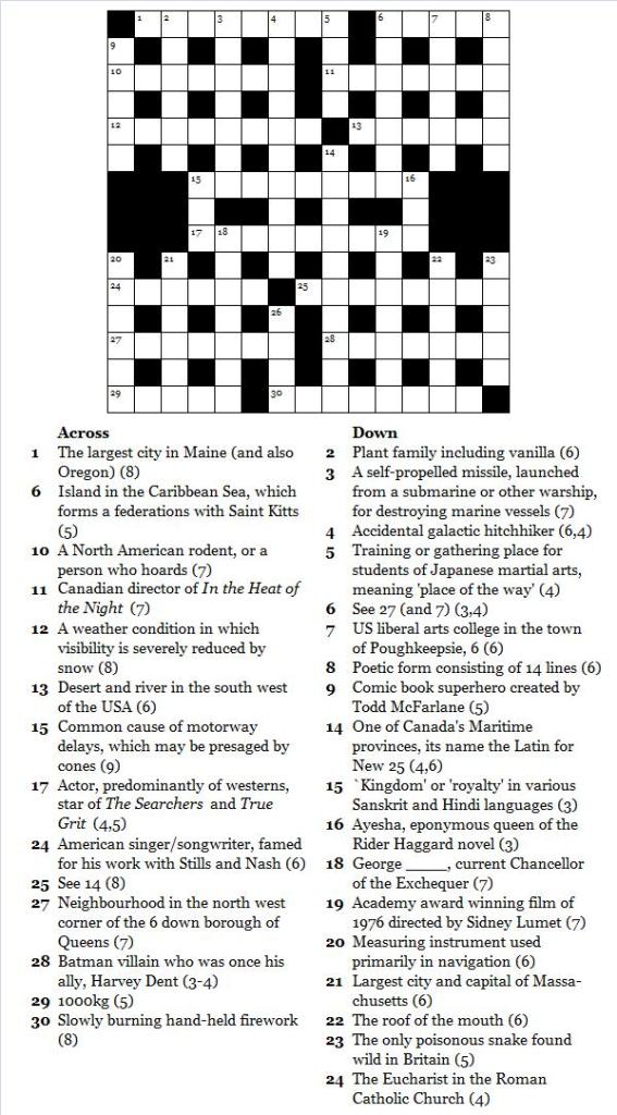 general knowledge crossword 4 commoner crosswords