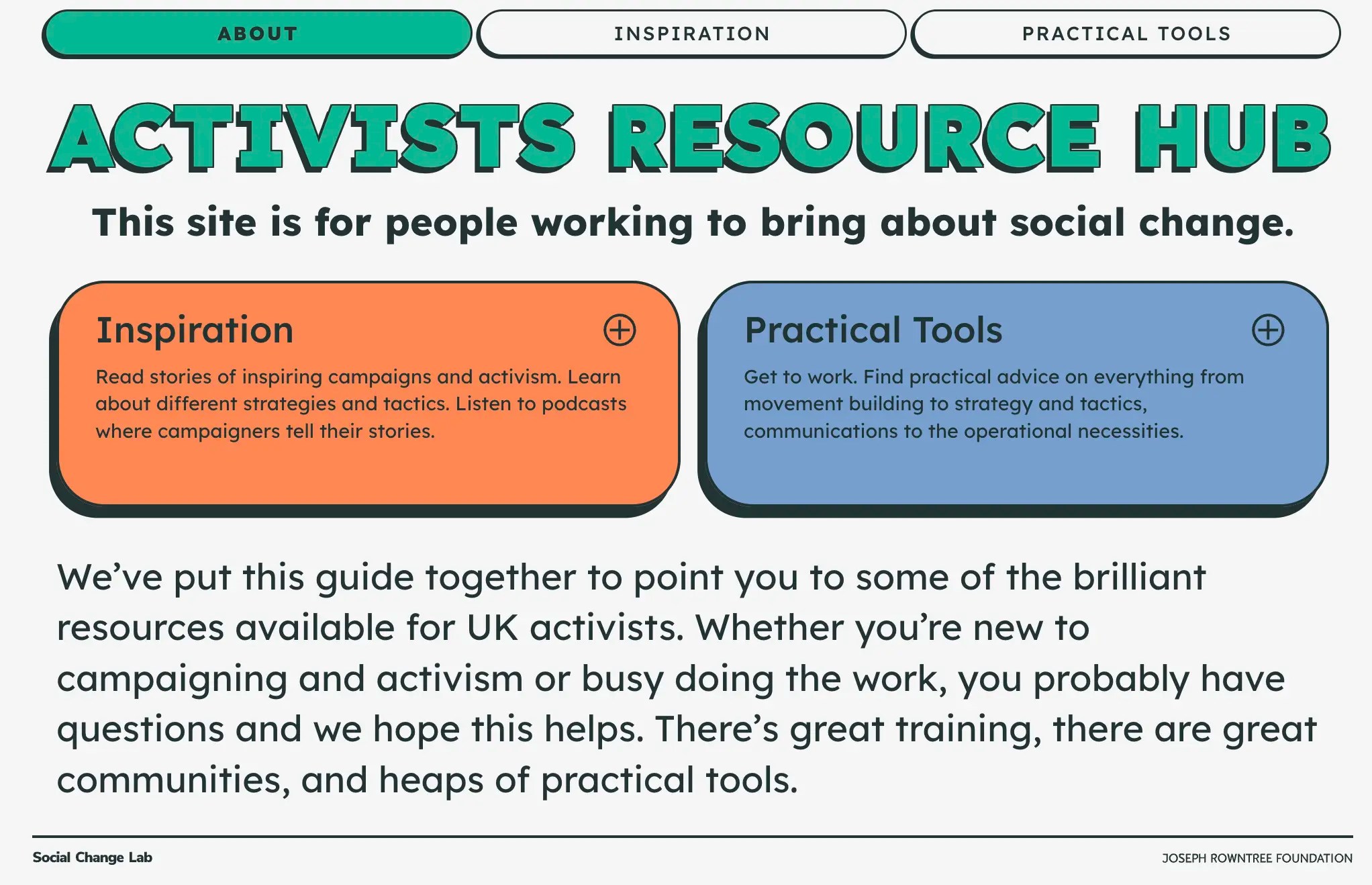 screenshot of the home page of the website titled 'Activist Resource Hub'. https://activists-resource-hub.com/