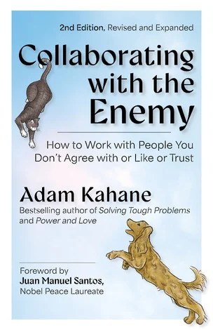 Cover of the book Collaborating With the Enemy which features a cat hissing and a dog barking