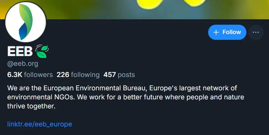Screenshot of Bluesky profile image for EEB.