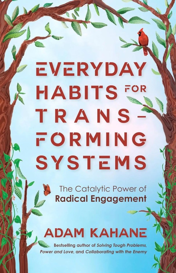 Book cover for Everyday habits for Transforming Systems which has a picture of trees with birds in them