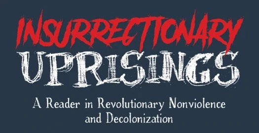 Book cover text reading Insurrectionary Uprisings A Reader in Revolutionary Nonviolence and Decolonization