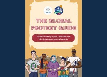 Guide front cover - Title reads 'The Global Protest Guide'.