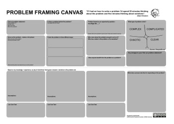 Screenshot of page from the Problem Framing Canvas Handbook showing a template.|Screenshot of page from the Problem Framing Canvas Handbook|Screenshot of page from the Problem Framing Canvas Handbook
