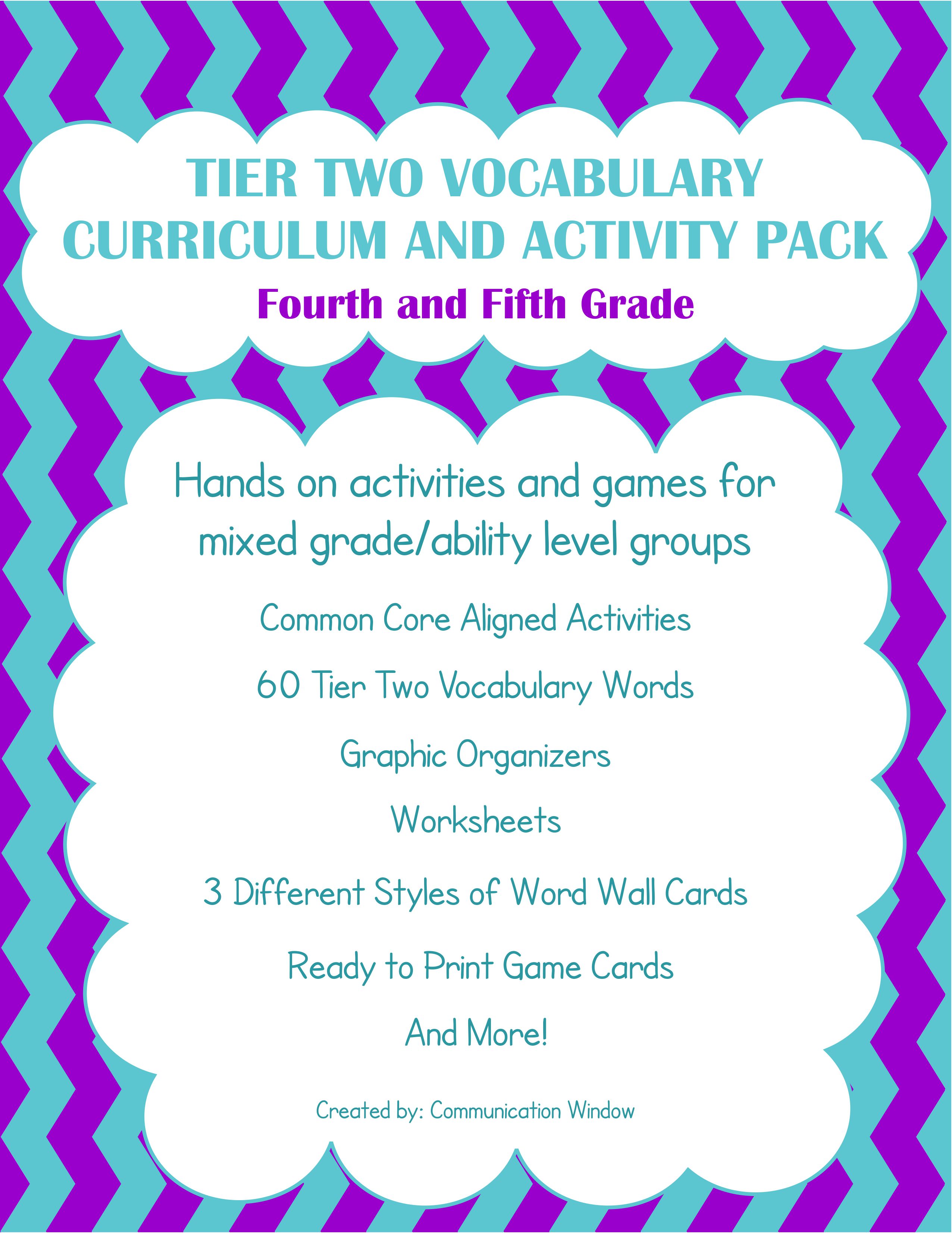 tier two vocabulary activities for fourth and fifth grade the communication window